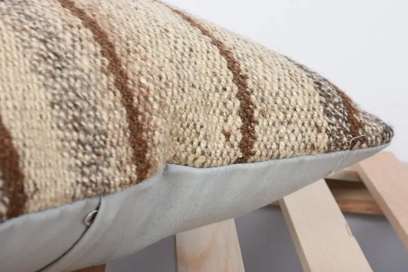Boho Pillow, Designer Throw Cushion Cover, 16x16 Beige Cushion Cover, Handmade Kilim Cushion, Kilim Cushion Sham, Pillow Case - 7