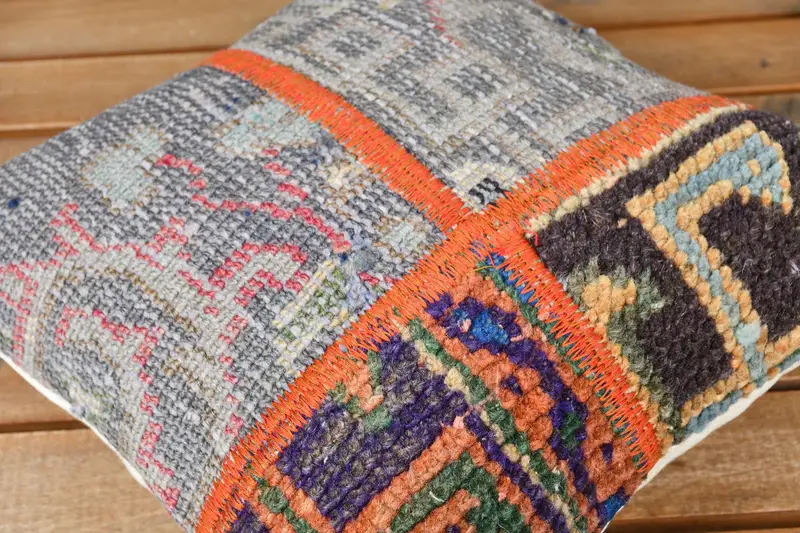 Kilim Pillow, Comfy Throw Cushion Case, 12x12 Gray Pillow, Cushion Cover, Ethnical Kilim Rug Pillow, Home Decor Pillow, Southwestern Cushion - 3