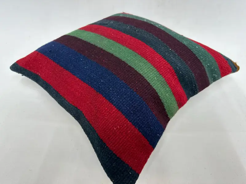Handmade Kilim Cushion, 18x18 Green Pillow Sham, Pillow for Couch, Pattern Throw Cushion Case, Pillow Cover, Rustic Cushion Case, Gift Pillow - 6