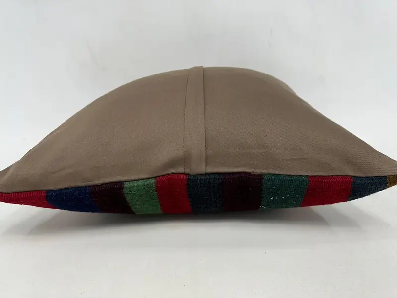 Handmade Kilim Cushion, 18x18 Green Pillow Sham, Pillow for Couch, Pattern Throw Cushion Case, Pillow Cover, Rustic Cushion Case, Gift Pillow - 7