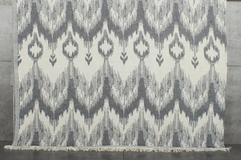 Patterned Throw Navy Cotton Throw 75x89 Inches, Recycled/Organic Cotton