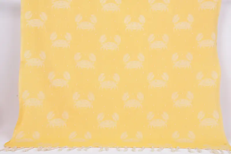 Mustard Crab Design Organic Cotton Personalized Towel, 67x40 Inches