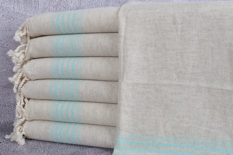 Home Decor Gifts, Small Bath Towels, Personalized Gift, Engagement Gift, Personalized Kitchen Towel, Gift For Him, 36x18 Linen Striped Towel - 1