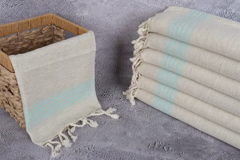 Home Decor Gifts, Small Bath Towels, Personalized Gift, Engagement Gift, Personalized Kitchen Towel, Gift For Him, 36x18 Linen Striped Towel - 3