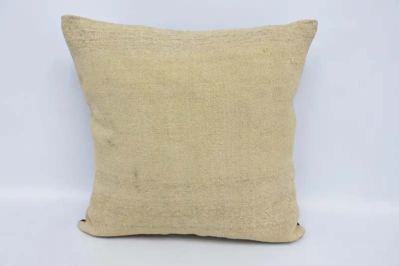 Quadratischer beige türkischer Kissenbezug, antikes 24x24 Zoll gestreiftes Kissen - 1