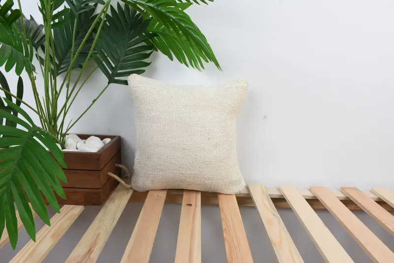 Handmade Rug Seat Cushion Cover, Turkish Kilim Pillow, Cushion, Cozy Throw Cushion Case, 12x12 White Pillow Sham, Turkish Pillow, Throw Kilim Pillow - 1