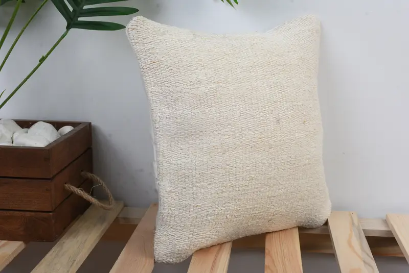 Handmade Rug Seat Cushion Cover, Turkish Kilim Pillow, Cushion, Cozy Throw Cushion Case, 12x12 White Pillow Sham, Turkish Pillow, Throw Kilim Pillow - 4