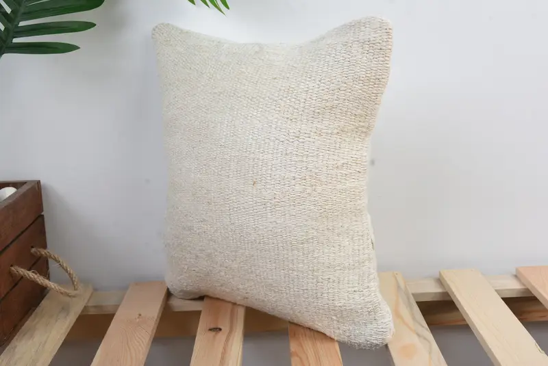 Handmade Rug Seat Cushion Cover, Turkish Kilim Pillow, Cushion, Cozy Throw Cushion Case, 12x12 White Pillow Sham, Turkish Pillow, Throw Kilim Pillow - 5