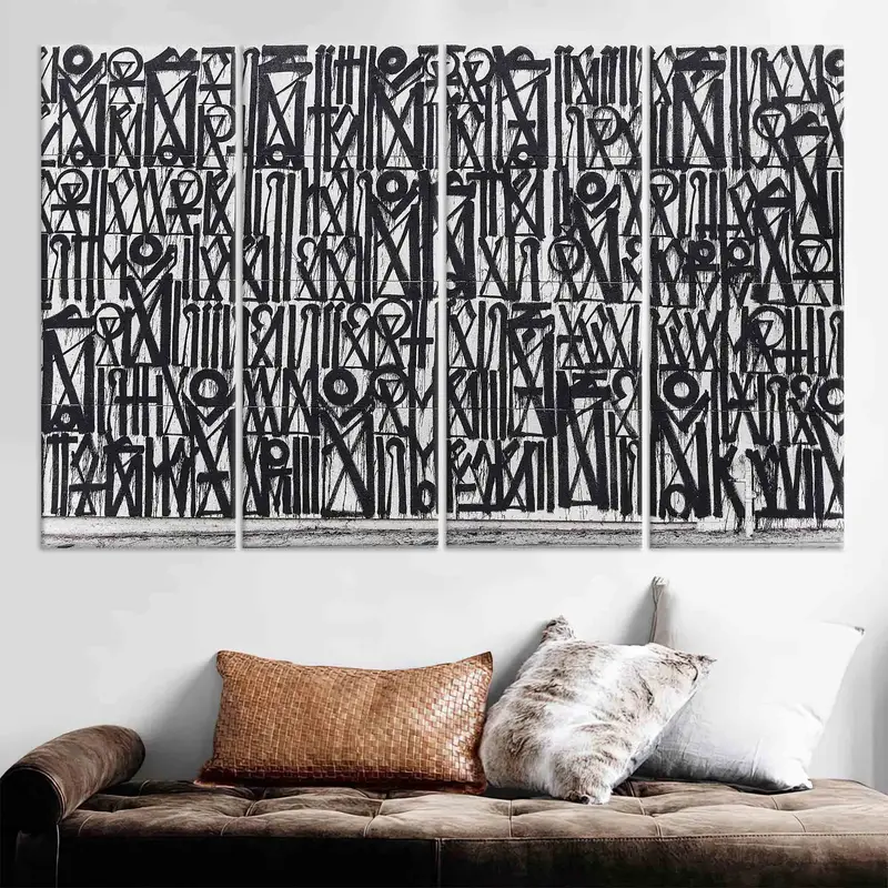 Retna Wall Art, Street Graffiti Print, Abstract Wall Decor, Black And White Wall Decor, American Street Art, American Graffiti Canvas Art, - 10