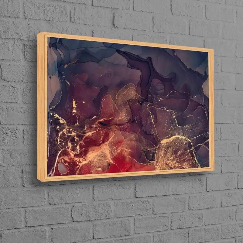 Zarif Kırmızı Mermer Baskılı Kanvas: Lüks Ev Dekorasyonu Sanatı