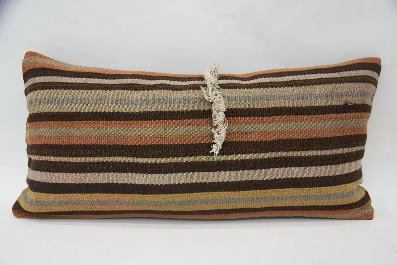 Rectangle Turkish Gift Cushion Cover, Striped Wedding Gift Brown Cushion Case - 1
