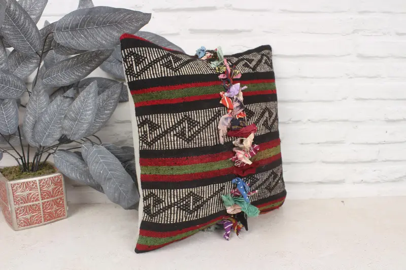 Pillow Cover, Pillow for Couch, 16x16 Green Pillow Cover, Hippie Throw Cushion Case, Designer Throw Pillow Sham, Vintage Pillow, Turkish Pillow - 3
