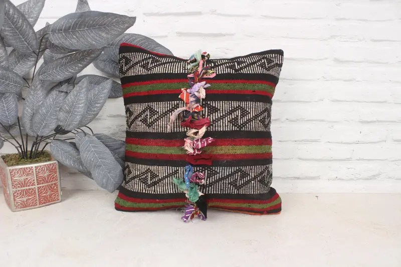 Pillow Cover, Pillow for Couch, 16x16 Green Pillow Cover, Hippie Throw Cushion Case, Designer Throw Pillow Sham, Vintage Pillow, Turkish Pillow - 1
