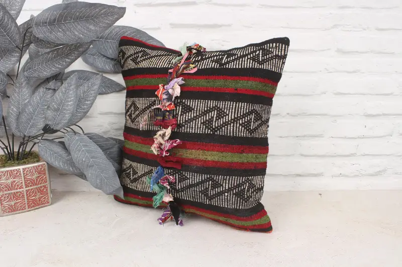 Pillow Cover, Pillow for Couch, 16x16 Green Pillow Cover, Hippie Throw Cushion Case, Designer Throw Pillow Sham, Vintage Pillow, Turkish Pillow - 4