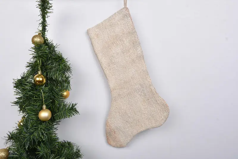 Festive Christmas Ornaments Pattern, 7-Inch Wide Christmas Stocking