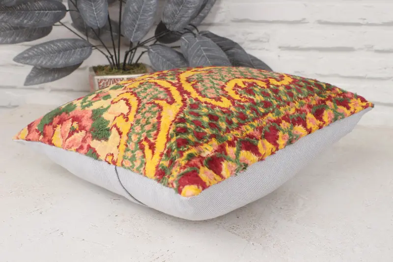 Handmade Kilim Cushion, Accent Cushion, Bolster Pillow Cover, Vintage Pillow, Kilim Cushion Sham, Cushion Case, 14x14 Green Pillow Sham - 6