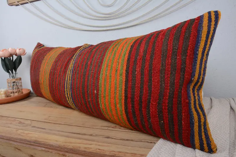 Interior Designer Pillow, 16x48 Red Pillow Case, Natural Cushion Cover, Pillow, Ethnical Kilim Rug Pillow, Vintage Kilim Throw Pillow - 4