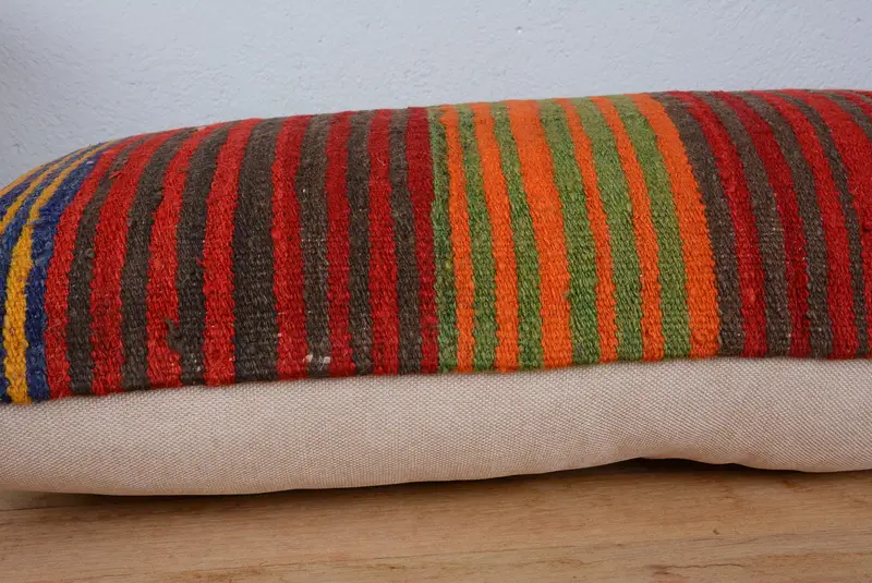Interior Designer Pillow, 16x48 Red Pillow Case, Natural Cushion Cover, Pillow, Ethnical Kilim Rug Pillow, Vintage Kilim Throw Pillow - 5