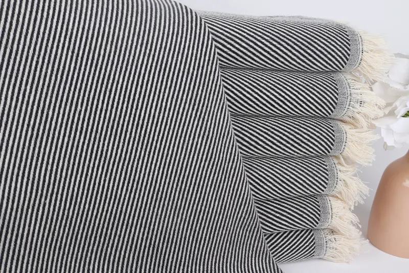 Personalized Gift Black Towel Striped, 36x71 Inches Turkish Cotton