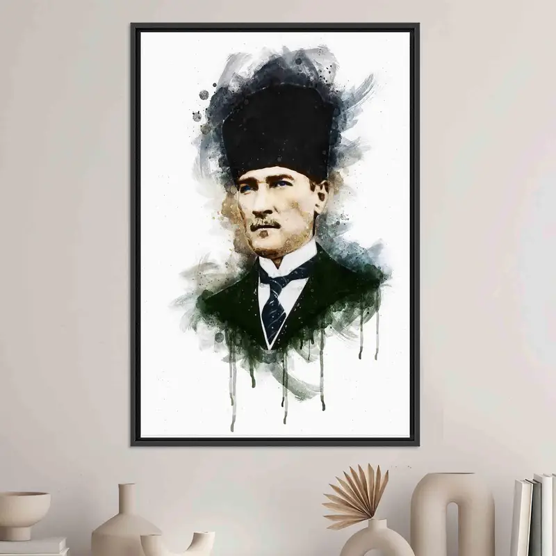 ムスタファ ケマル アタチュルクのやる気を起こさせる水彩キャンバス プリント