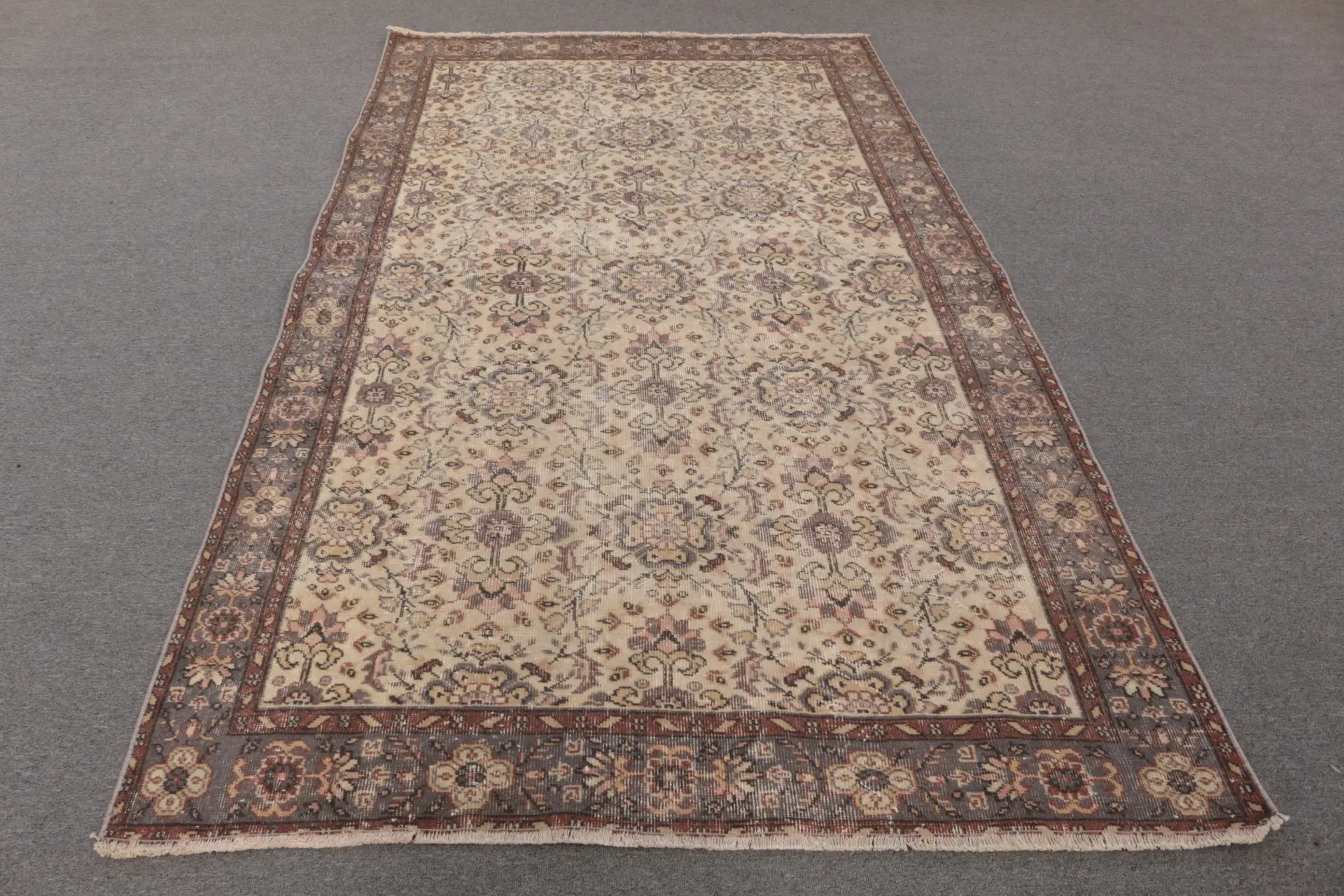 5.1x8.9 ft Rug, Vintage Turkish Rug, Brown Wool Rug - 1