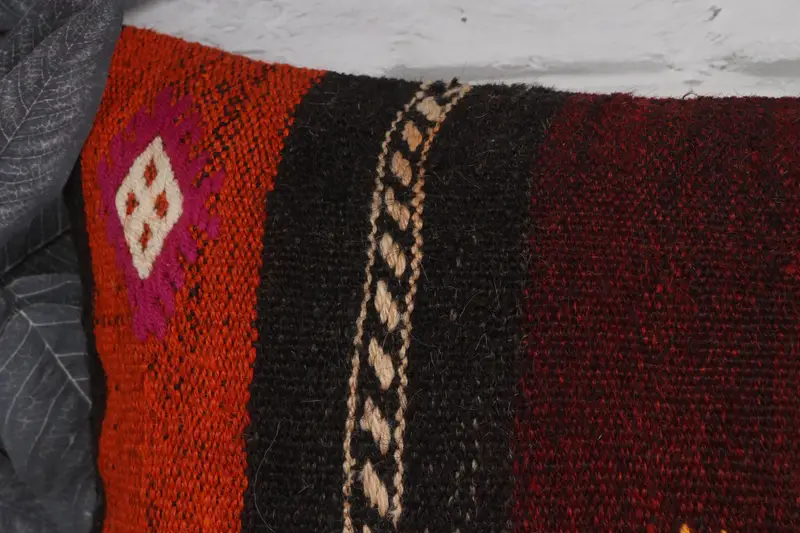 Turkish Rugs Cushion Cover, Cushion Case, Ethnical Kilim Rug Pillow, 12x36 Red Pillow, Interior Designer Pillow, Gift Pillow - 2