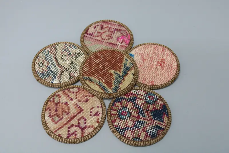 Posavasos bohemio rojo y marrón, posavasos bohemio redondo