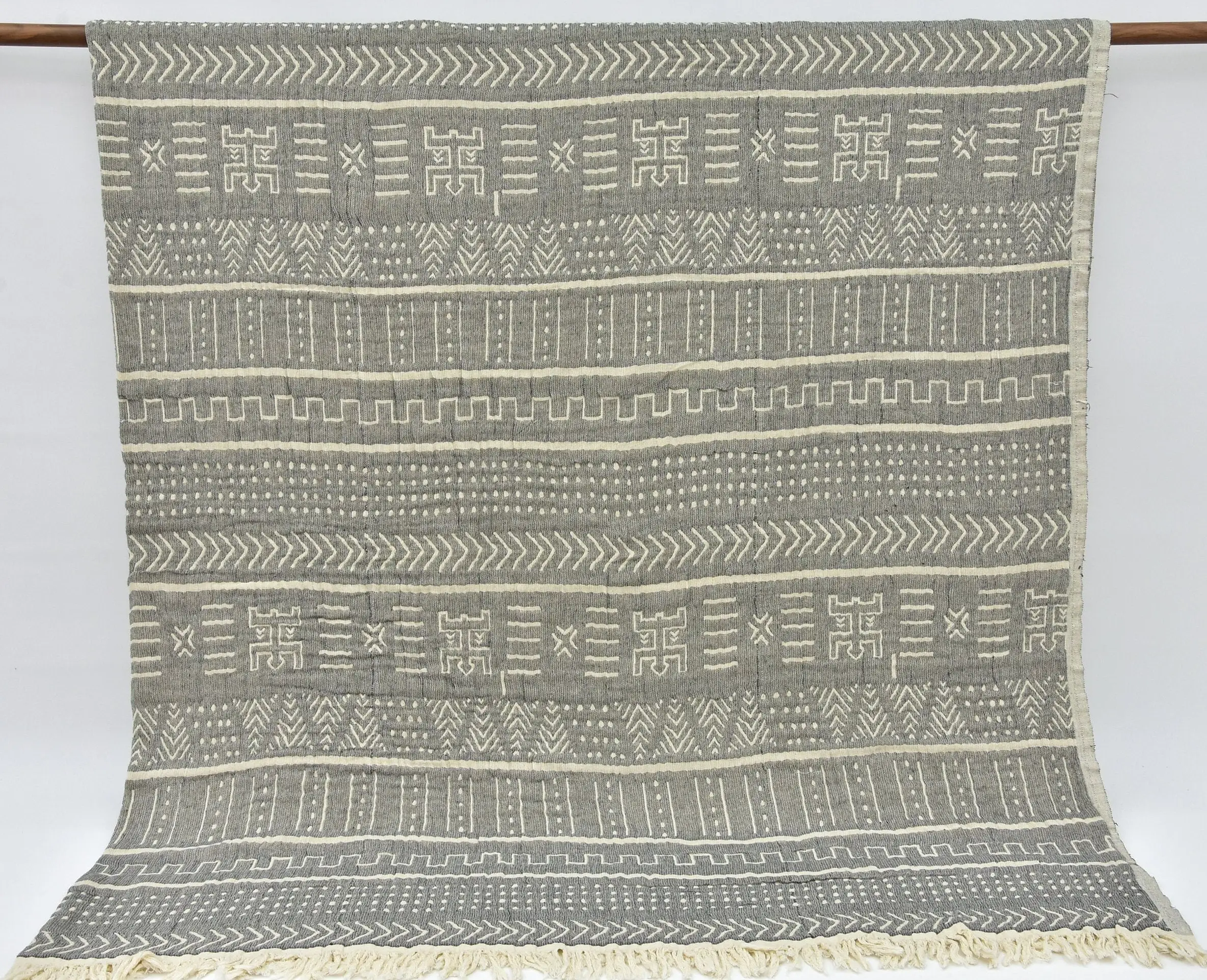 Gift Blanket Gray Turkish Bedspread Aztec Decorative, 95x99 Inches - 1