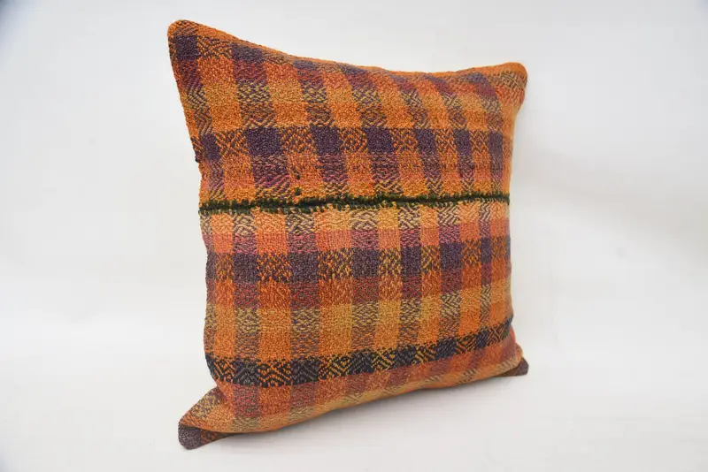 Bohemian Cushion Cushion Case, Handmade Kilim Cushion, Kilim Pillow, Kilim Rug Pillow Case, Pillow for Couch, Pillow Sham, 18x18 Purple Cushion Case - 2