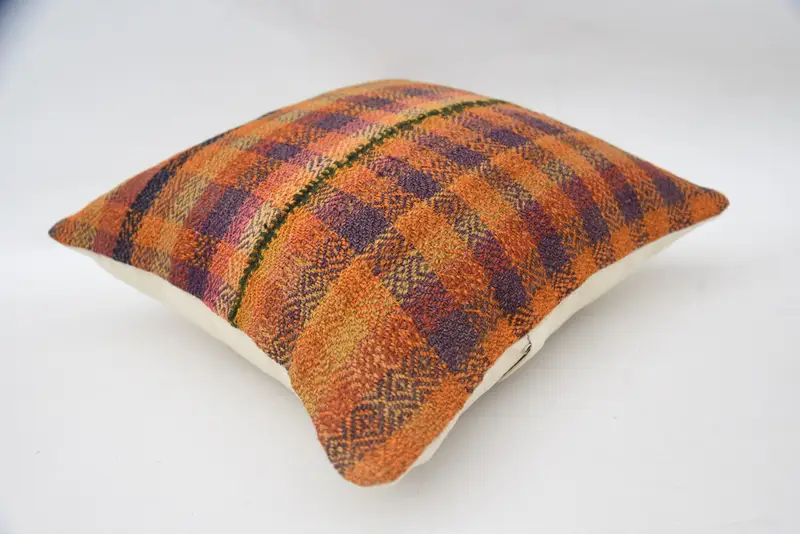 Bohemian Cushion Cushion Case, Handmade Kilim Cushion, Kilim Pillow, Kilim Rug Pillow Case, Pillow for Couch, Pillow Sham, 18x18 Purple Cushion Case - 6