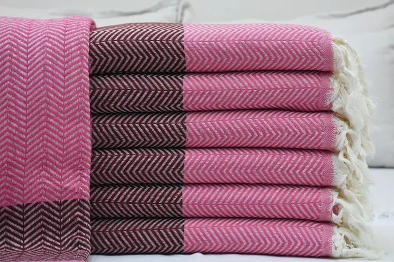 Spa Gift, Wedding Gift Customized Blanket, Turkish Bedcover, Woven Blanket, Personalized Gifts, 84x80 Cotton Chevron Towel, Housewarming Gift - 2