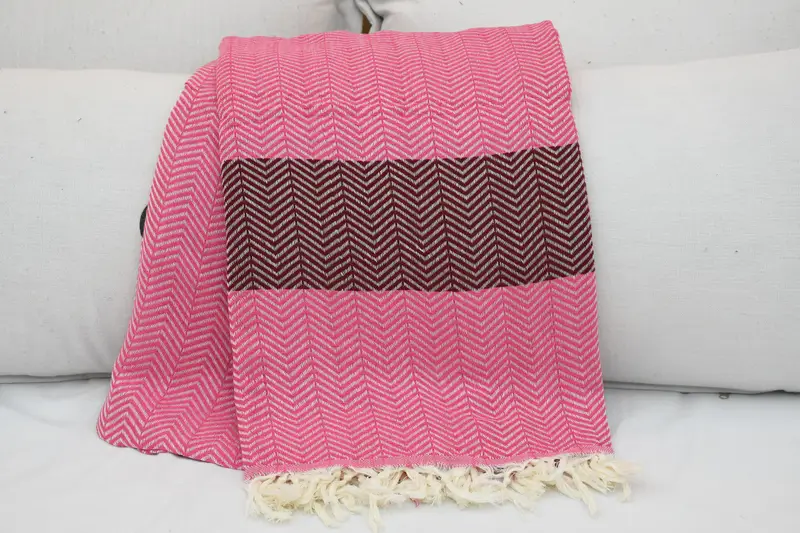 Spa Gift, Wedding Gift Customized Blanket, Turkish Bedcover, Woven Blanket, Personalized Gifts, 84x80 Cotton Chevron Towel, Housewarming Gift - 1