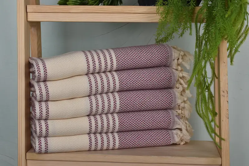 Striped Towel Handmade Damson Cotton Towel Bath, 70x40 Inches