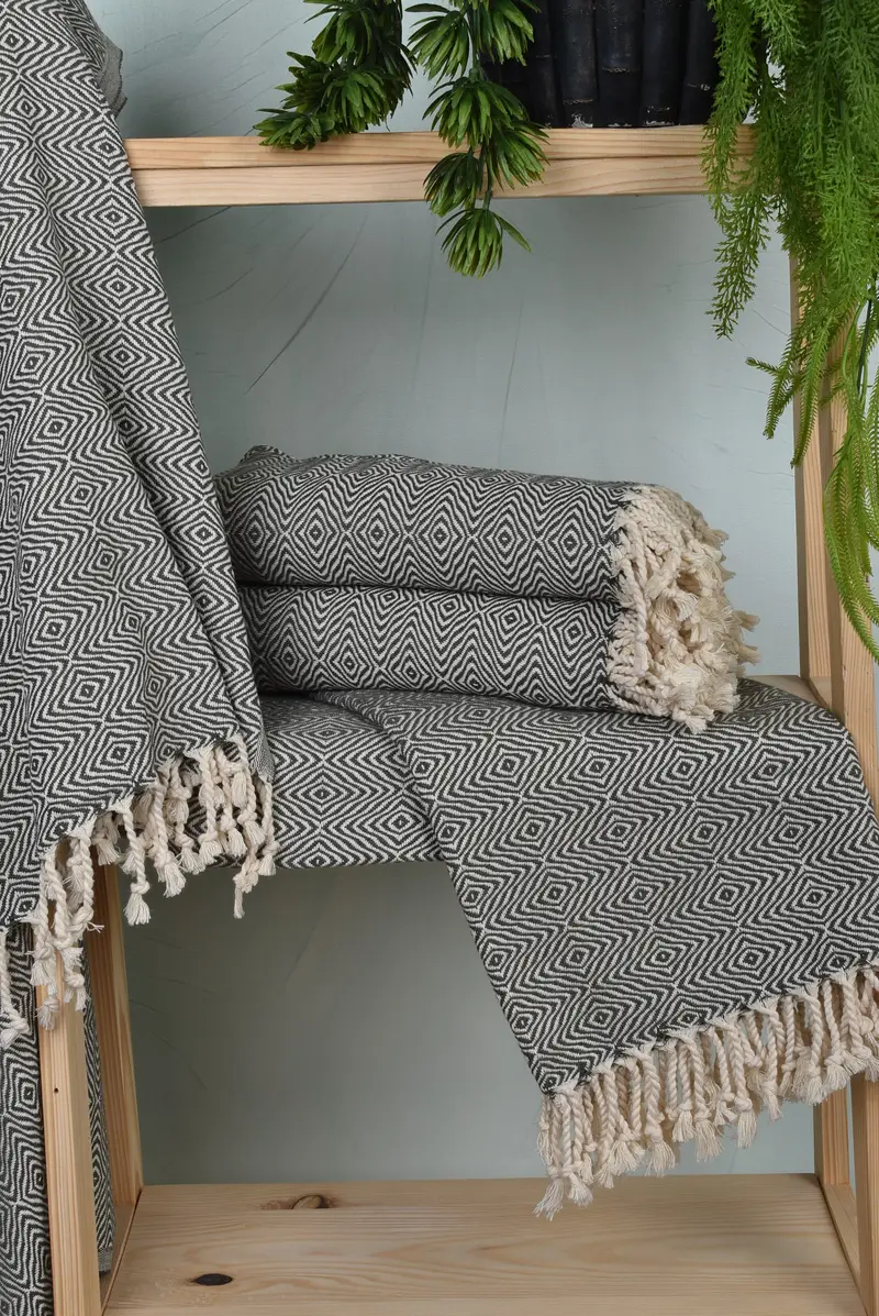 Fouta towel, 70x40 Cotton Zigzag Diamond Towel, Welcome Wedding Gift, Gift For Wedding Day, Embroidered Beach Towel, Turkish bath towel, Summer Gift - 6