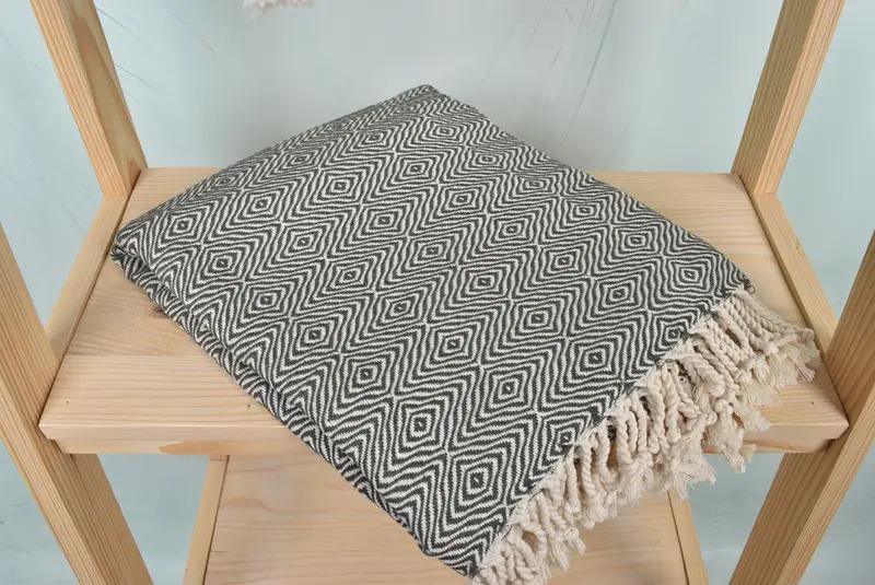 Fouta towel, 70x40 Cotton Zigzag Diamond Towel, Welcome Wedding Gift, Gift For Wedding Day, Embroidered Beach Towel, Turkish bath towel, Summer Gift - 5