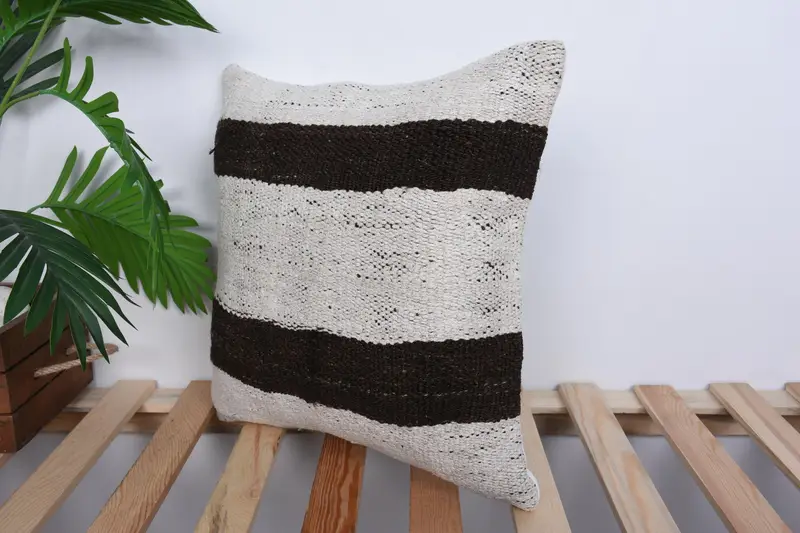 Boho Pillow Sham Cover, 16x16 White Pillow Case, Vintage Kilim Pillow Pillow Cover, Pillow Sham, Pillow for Sofa, Ethnical Kilim Rug Pillow - 5