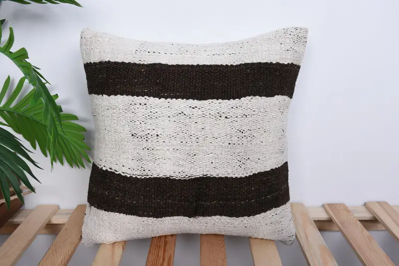 Boho Pillow Sham Cover, 16x16 White Pillow Case, Vintage Kilim Pillow Pillow Cover, Pillow Sham, Pillow for Sofa, Ethnical Kilim Rug Pillow - 1