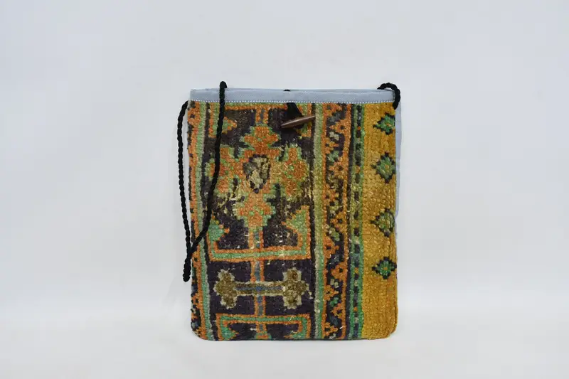 調節可能なストラップキリムバッグ、ウールヴィンテージモチーフクロスボディバッグ