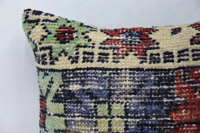 Pillow Case, Natural Cushion Case, 16x16 Blue Pillow Sham, Vintage Kilim Pillow, Handmade Kilim Cushion, Turkish Kilim Pillow, Comfy Throw Pillow - 2