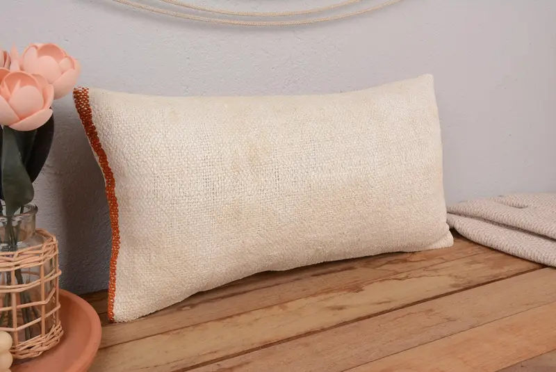 Handgefertigtes Southwestern-Wurfkissen, Vintage-Kissen in Weiß und Braun