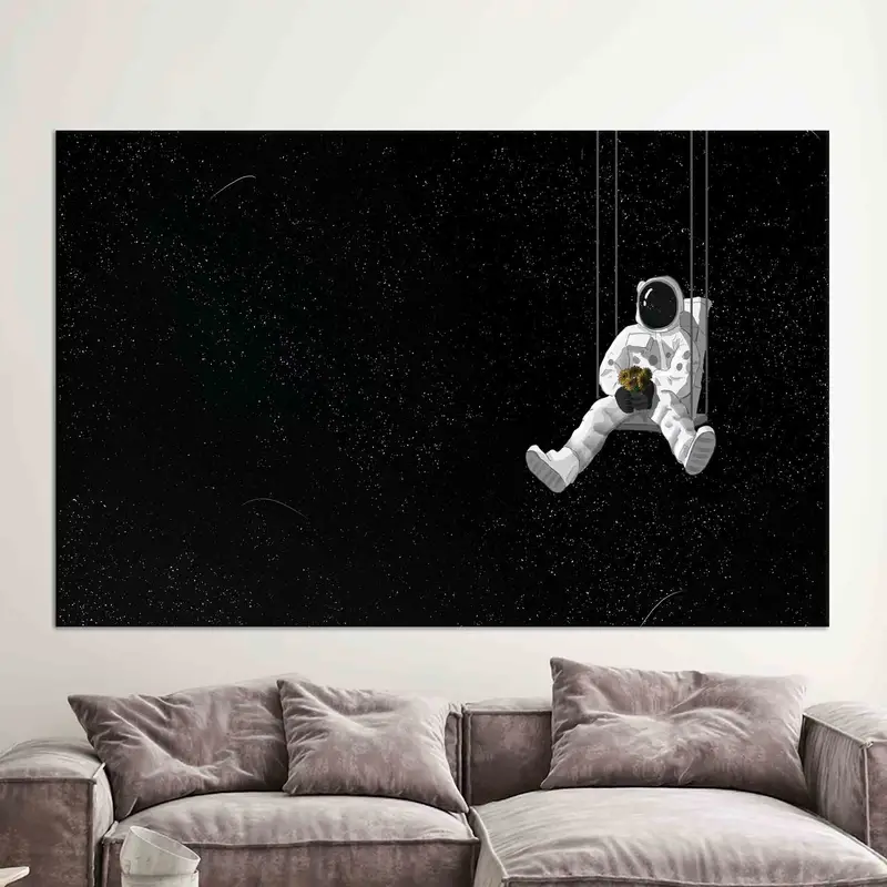 Abstract Astronaut Canvas: Starry Sky & Milky Way Art