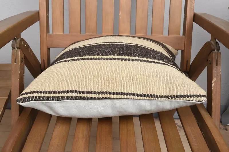 Cushion Case, Vintage Kilim Throw Pillow, Designer Throw Pillow, Ethnical Kilim Rug Pillow, Kilim Pillow, 16x16 Beige Pillow Cover - 5