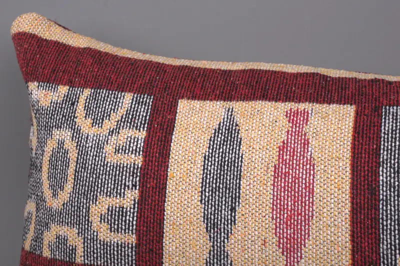 Vintage Kilim Throw Pillow, Cushion Cover, 16x36 Red Pillow Sham, Ethnical Kilim Rug Pillow, Ethnic Pillow Cover Pillow Case, Throw Kilim Pillow - 5