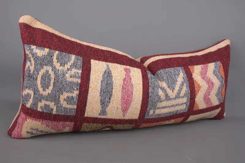 Vintage Kilim Throw Pillow, Cushion Cover, 16x36 Red Pillow Sham, Ethnical Kilim Rug Pillow, Ethnic Pillow Cover Pillow Case, Throw Kilim Pillow - 2
