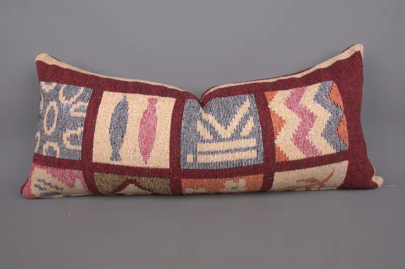 Vintage Kilim Throw Pillow, Cushion Cover, 16x36 Red Pillow Sham, Ethnical Kilim Rug Pillow, Ethnic Pillow Cover Pillow Case, Throw Kilim Pillow - 1