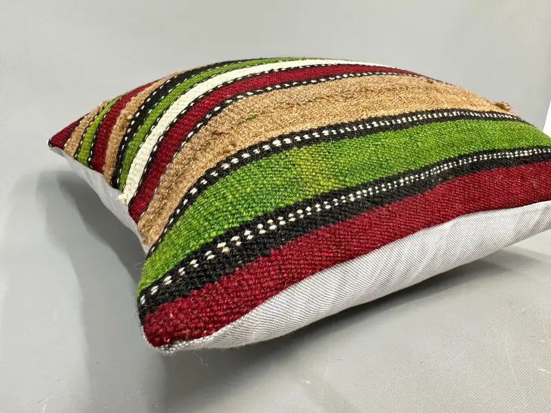 Square Throw Pillow Case, Handmade Kilim Cushion, Turkish Pillow, 18x18 Red Pillow, Pillow Case, Southwestern Pillow Cover, Turkish Kilim Pillow - 6