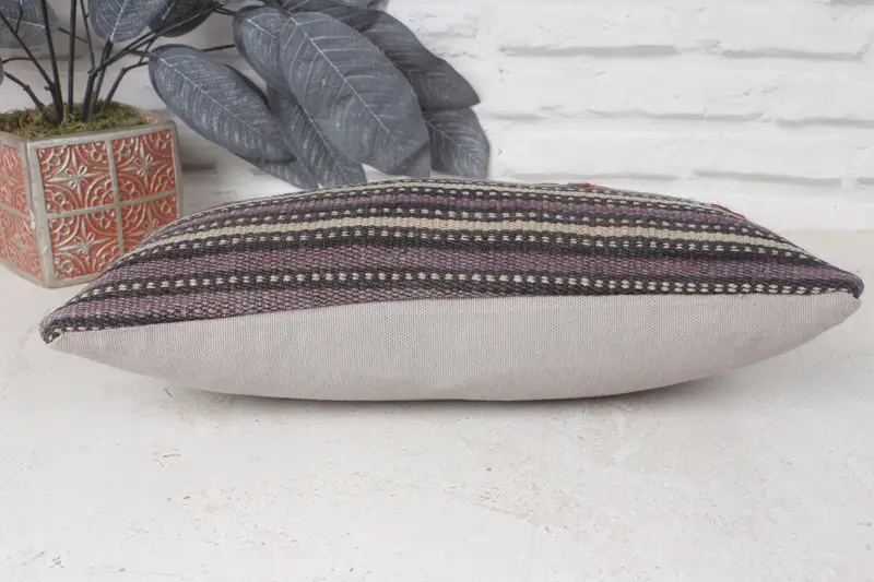 Boho Pillow Sham Cover, Handmade Kilim Cushion, Pillow Case, 8x16 Brown Pillow, Sustainable Pillow Sham, Interior Designer Pillow - 5