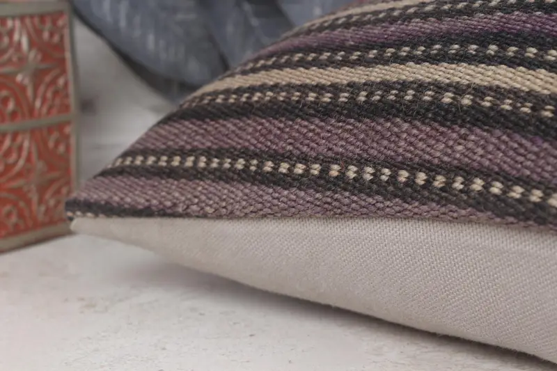 Boho Pillow Sham Cover, Handmade Kilim Cushion, Pillow Case, 8x16 Brown Pillow, Sustainable Pillow Sham, Interior Designer Pillow - 7