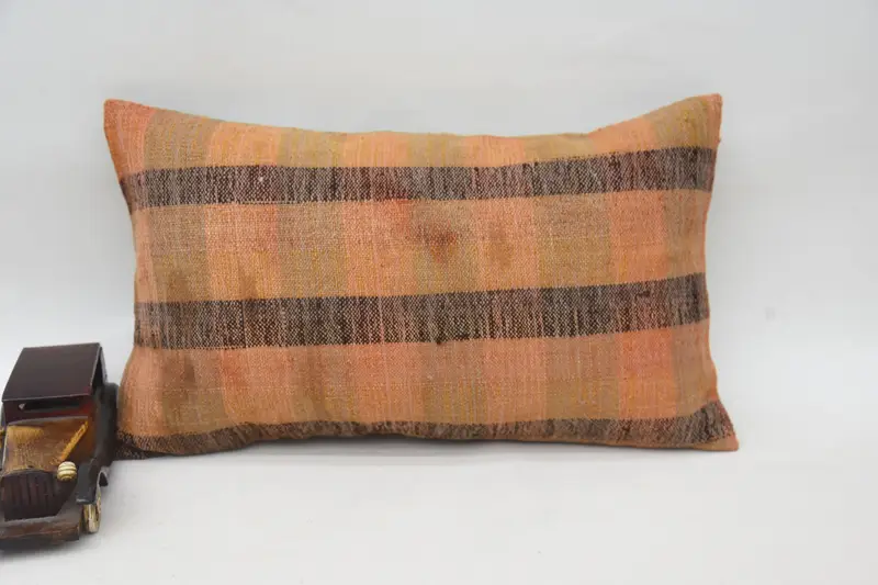 Kilim Pillow Cover, Farmhouse Cushion, Wool Kilim Pillow Pillow Sham, Kilim Cushion Sham, Pillow Cover, 12x20 Orange Cushion Cover, Pillow for Couch - 4