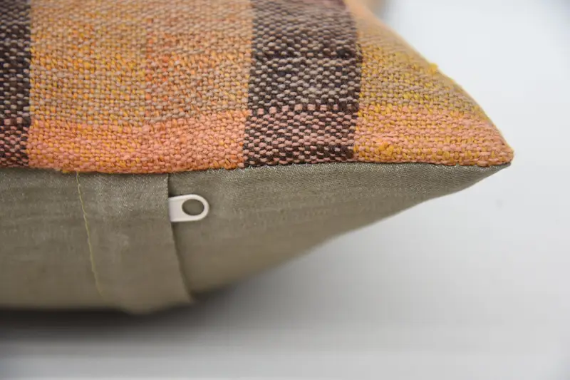 Kilim Pillow Cover, Farmhouse Cushion, Wool Kilim Pillow Pillow Sham, Kilim Cushion Sham, Pillow Cover, 12x20 Orange Cushion Cover, Pillow for Couch - 5